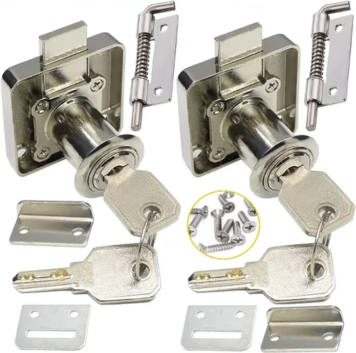 Vista 14 de Cerradura de seguridad pesada para armario con llaves (con llave similar), puerta doble individual, uso general, se adapta a paneles de madera