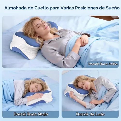 Vista 4 de Almohada cervical cervical para dormir, almohada ergonómica de contorno para dolor de cuello y hombros con funda de almohada, almohadas de espuma