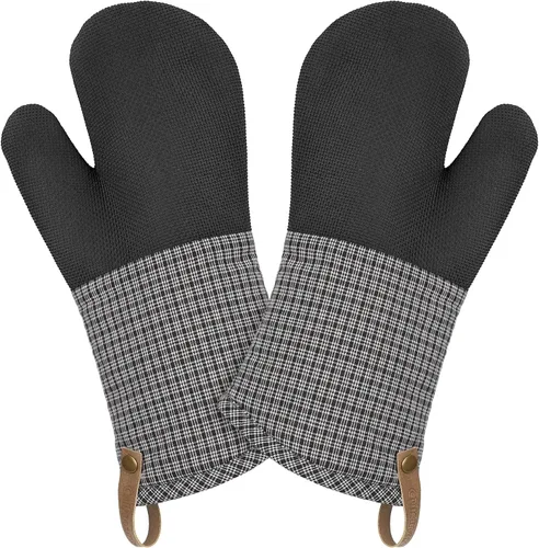 Vista 10 de Cuisinart Chambray - Guantes para horno de cocina, resistentes al calor Carbón