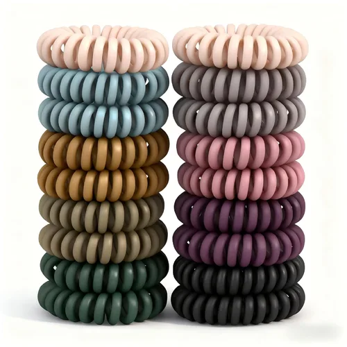 Vista 9 de TIZZYT Lazos para el cabello en espiral básicos, sin arrugas, 18 unidades, color macarrón