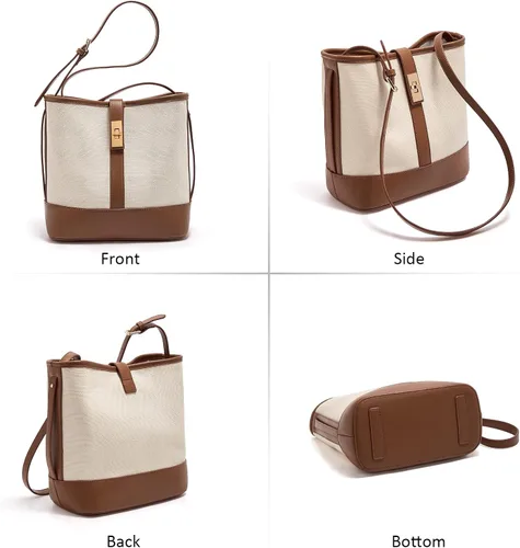 Vista 2 de LAORENTOU Cowhide Leather Women Crossbody Bag Purse Tote Style Handbags Trendy for Ladies