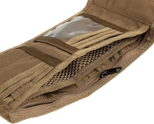 Vista 7 de EXCELLENT ELITE SPANKER Cartera triple de nailon para hombre, tarjetero táctico militar con bolsillo para monedas, cartera al aire libre, Marrón