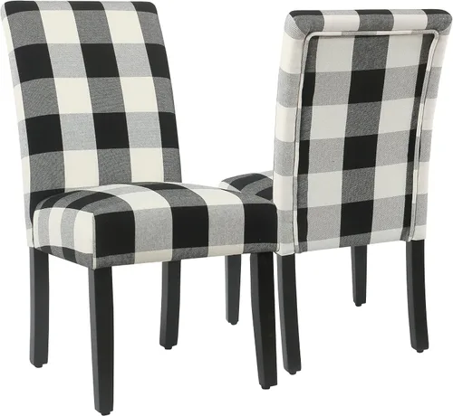 Vista 21 de HomePop Parsons - Juego de 2 sillas de comedor tapizadas, piel sintética negra Negro