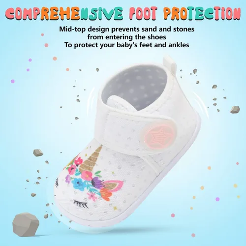 Vista 3 de JOINFREE Zapatillas transpirables para bebés y niñas, zapatos antideslizantes para primeros pasos, zapatos de cuna para interiores y exteriores