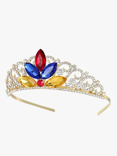 Vista 5 de SWEETV Tiara de princesa para niñas pequeñas, corona de cumpleaños, diadema para niñas, diadema de cristal, accesorios para el cabello
