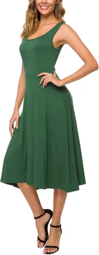 Vista 3 de Urban CoCo Vestido midi acampanado sin mangas con cuello en U para mujer vestido de verano