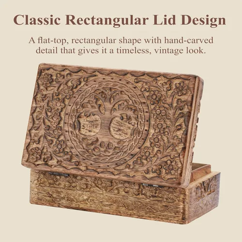 Vista 5 de Ajuny Cajas de Joyería de Madera Cajas Decorativas Antiguas con Tallado del Árbol de la Vida para Decoración de Mesa de Centro Regalo de Cumpleaños