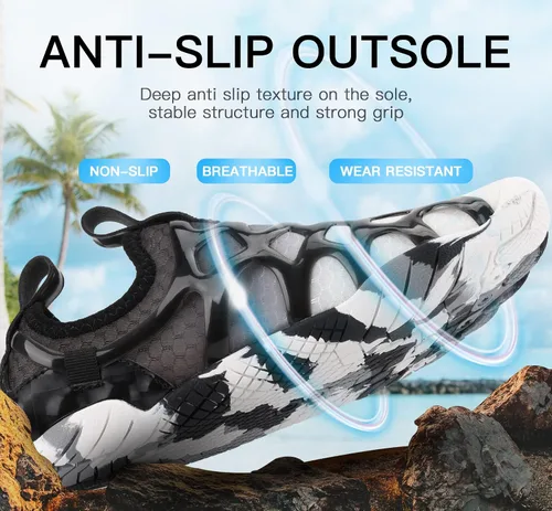 Vista 5 de SIPUHK Zapatos de agua para hombre y mujer, de secado rápido, sin cordones, para natación, surf, buceo, playa, piscina, deportes acuáticos, caminar