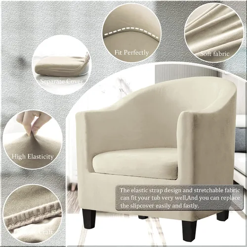 Vista 3 de Fundas de terciopelo para sillones, fundas de elastano para sillones, fundas elásticas para sillas de bañera, fundas protectoras para muebles, funda