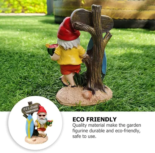 Vista 3 de Estatua divertida de gnomos de jardín para exteriores, decoración de resina de las 5 en punto, resistente a la intemperie, regalo de humor