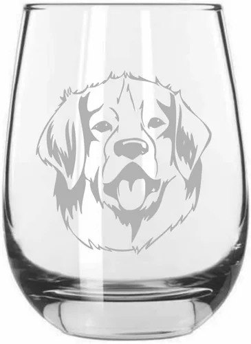 Vista 368 de Shar Pei (chino) - Vaso de vino sin tallo grabado para perro, 15.25 onzas