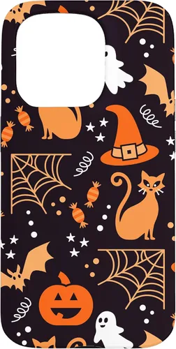 Vista 14 de Carcasa para iPhone 16 Halloween, calabazas, fantasmas, bruja, caramelo, maíz, murciélagos, calaveras
