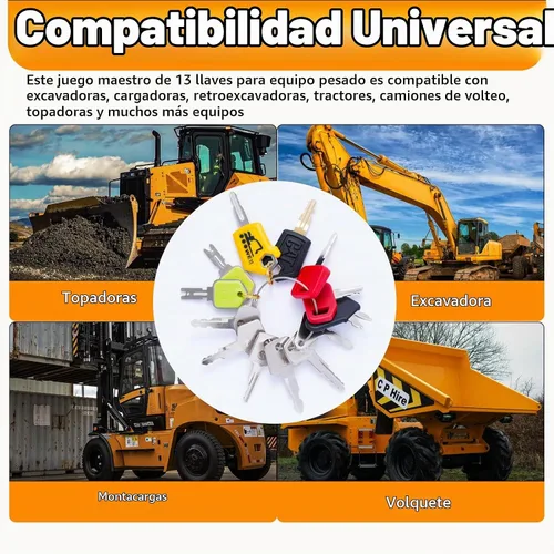 Vista 7 de Sistema maestro de las llaves del equipo pesado 13pcs, llaves de ignición de la construcción For CAT Caterpillar Komatsu Kubota John Deere New