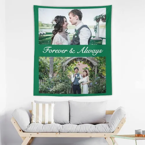 Vista 5 de Tapiz personalizado para cargar imágenes con fotos y textos, tapiz personalizado para colgar en la pared, manta de telón de fondo para decoración