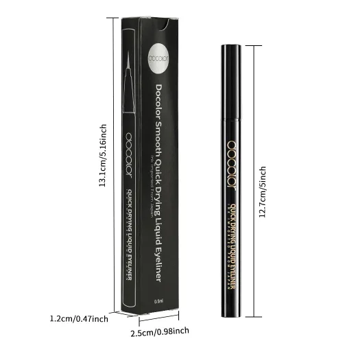 Vista 10 de Docolor - Lápiz delineador de ojos impermeable súper delgado y preciso, delineador líquido negro para todo el día, maquillaje profesional, lápiz
