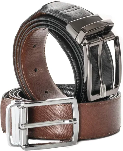 Vista 2 de MONZA Cinturón de cintura formal reversible y elástico, 1.25 pulgadas, ambos lados, cinturón elástico de piel