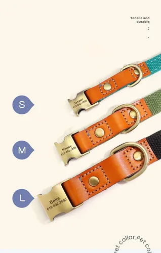 Vista 2 de Collar de perro personalizado para perros pequeños, medianos y grandes, collar de perro con hebilla de metal, collar de perro de cuero personalizado