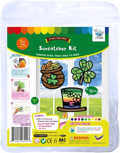 Vista 5 de Kit de atrapasueños de VHALE 3 juegos (9 recortes) con papeles de seda, efecto de vidrio manchado, kit de atrapasueños de papel, arte para ventanas