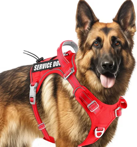 Vista 12 de BARKBAY Chaleco táctico para perro, arnés ajustable reflectante K9, de fácil control, sistema militar Molle para perro, sin tirones, color negro