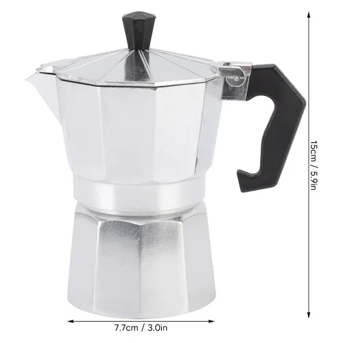 Vista 2 de Olla de café de aleación de aluminio de 5.1 fl oz, cafetera octogonal de 5.1 fl oz, cafetera de estufa para oficina en casa, camping, viajes