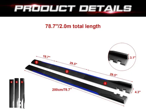 Vista 4 de Xotic Tech - Faldas laterales inferiores para automóvil, protector de panel basculante, divisor de alas, difusor de línea inferior, kit de cuerpo