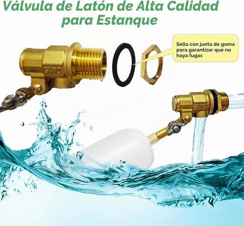 Vista 6 de Válvula de flotador de 1/2 pulgada, 2 válvulas de flotador de latón con brazo ajustable, tanque de agua, interruptor de válvula de flotador