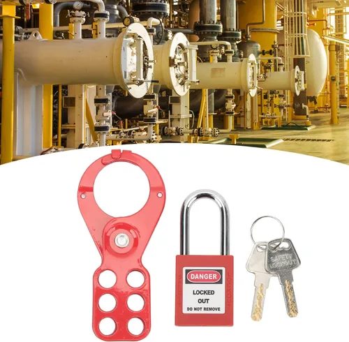 Vista 3 de Sonew Kit de etiquetado de bloqueo industrial con candado de seguridad y etiquetas a prueba de manipulaciones Cerraduras Loto rojas, llaves