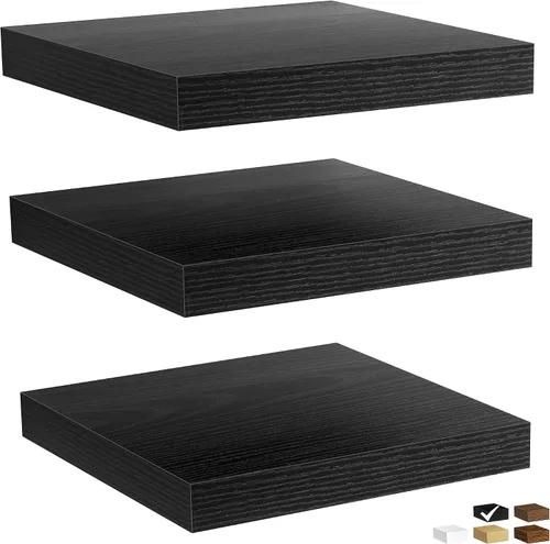 Vista 31 de Fun Memories Estante esquinero para montaje en pared, estantes de esquina flotantes, juego de 2 estantes de pared esquineros, estantes de Negro