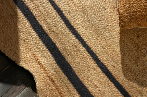Vista 3 de Alfombra de yute festoneado natural para entrada, alfombra trenzada de yute para cocina, alfombra reversible de yute para interiores y exteriores