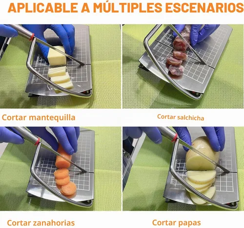 Vista 4 de Cortador de queso, cortador de queso multifuncional de acero inoxidable, adecuado para cortar queso en bloques, mantequilla, verduras, salchichas