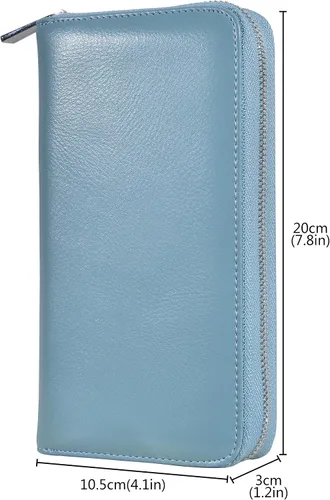 Vista 4 de Easyoulife Tarjetero de cuero genuino para mujer con 36 ranuras de seguridad RFID, L