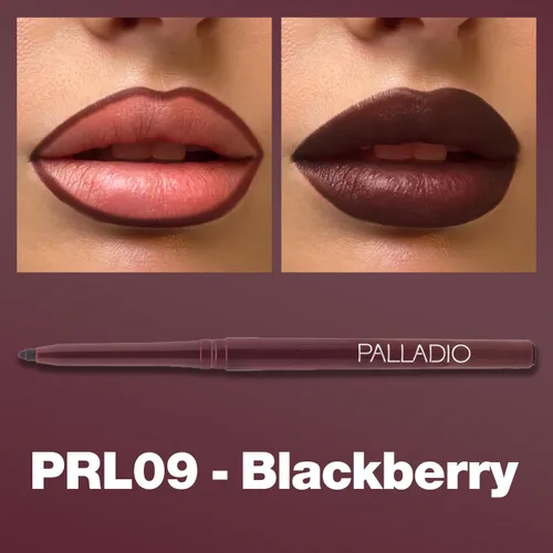 Vista 2 de Palladio Delineador de labios retráctil impermeable de alta pigmentación y color cremoso, delgado enrollable, fórmula a prueba de manchas con larga