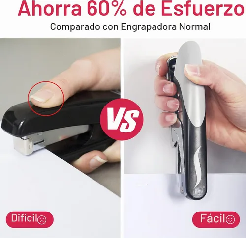 Vista 3 de Engrapadora resistente con 1000 grapas y removedor de grapas, capacidad de 20 hojas, grapadora de escritorio de oficina para engrapar el hogar