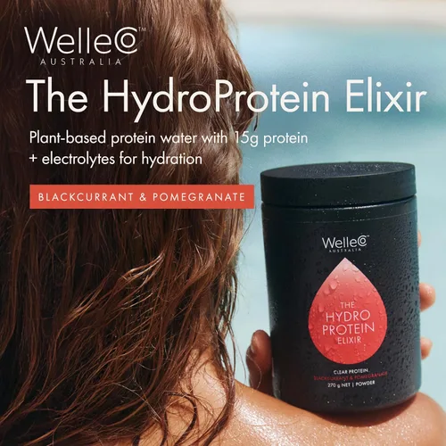 Vista 2 de WelleCo HydroProtein Elixir, polvo de electrolito de potasio con 0.55 onzas de proteína vegana para energía, cabello saludable, piel y uñas