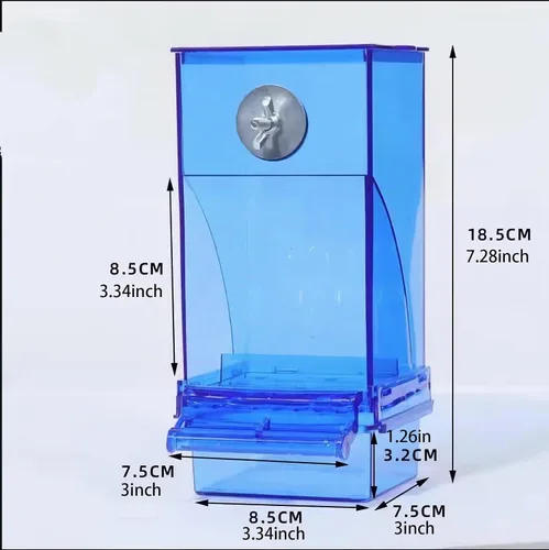Vista 2 de Comedero automático para periquitos y pinzones sin ensuciar, accesorio de jaula de pájaros azul