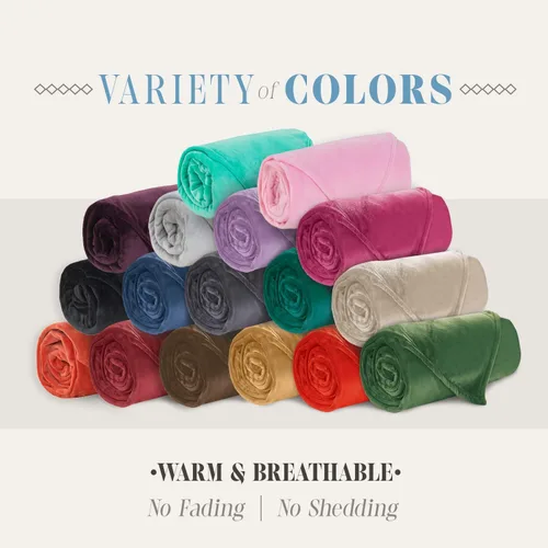 Vista 6 de Elegant Comfort Manta de Lujo con Sensación de Terciopelo, Manta Ligera para Todas las Estaciones, Ultra Suave, de Felpa de Forro Polar de Franela