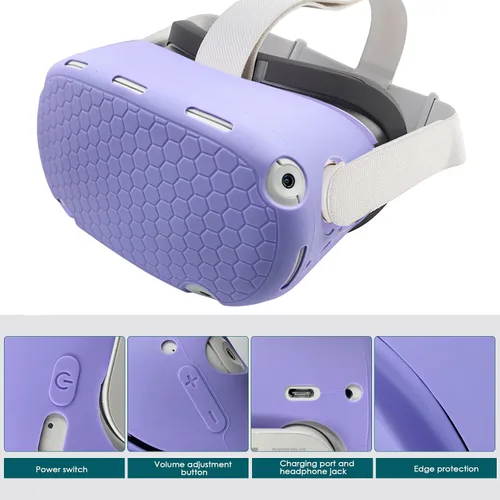 Vista 2 de JYMEGOVR for Oculus Quest 2 Silicone Cover, Protective Cover Accessories for Meta VR, Multi Colors Soft Shell Skin, Controller Grips & Face Cover