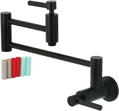 Vista 3 de Kingston Brass KS810DKLAC Concord - Grifo de cocina con relleno de olla de montaje en pared, cobre antiguo
