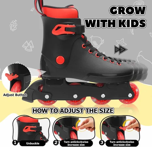 Vista 5 de LKD Patines en línea ajustables, patines al aire libre para hombres y mujeres
