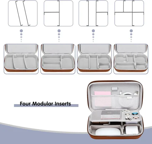 Vista 3 de MOSISO Funda organizadora electrónica de viaje compatible con adaptador de corriente MacBook, compatible con Magic Mouse y lápiz, tarjeta SD, disco