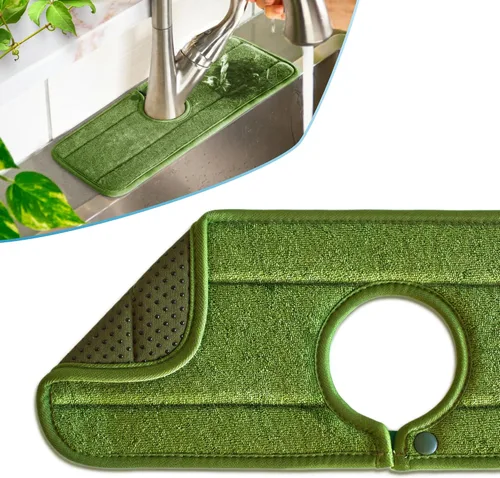 Vista 10 de The Original Ternal Sinkmat Captador de Goteo y Protector contra Salpicaduras, Tapete para Grifos de Fregaderos – Microfibra Absorbente, Protector