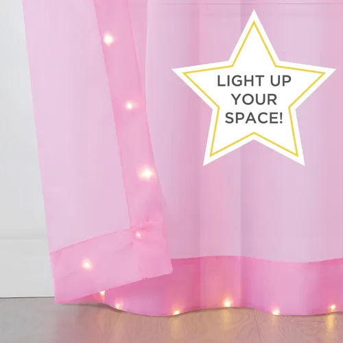 Vista 2 de Eclipse Starlight - Cortina ligera con luces y ojales sin gancho, cortina con luces y control remoto, cortina para dormitorio, divisor de habitación