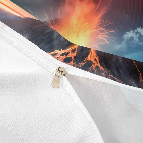 Vista 5 de Feelyou Juego de funda de edredón volcánica de erupción volcánica, funda de edredón de montaña de fuego para niños, niñas, mujeres, hombres