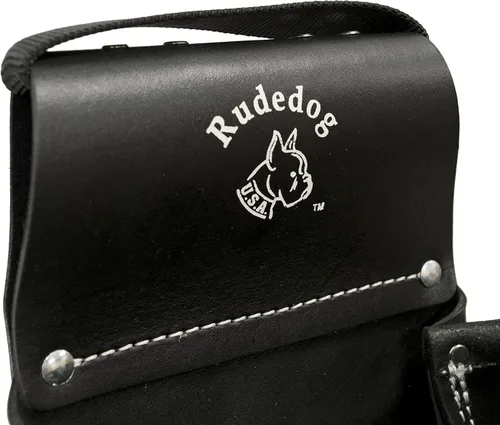 Vista 4 de Bolsa de herramientas profesional de cuero con 2 bolsillos, construcción de alta calidad/resistente, Rudedog USA #1042