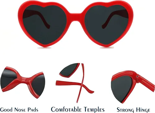 Vista 2 de Gafas de sol en forma de corazón para mujer, lindos lentes de corazón retro Taylor, lentes de sol Cupid UV400