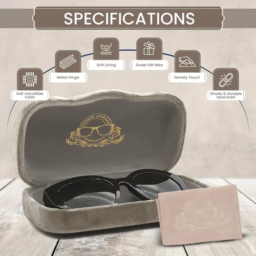 Vista 4 de Hard Shell Glasses Case wCloth,Velvet Reading Glass, Eyeglass Case, Lightweight, Crush-Resistant, Men & Women