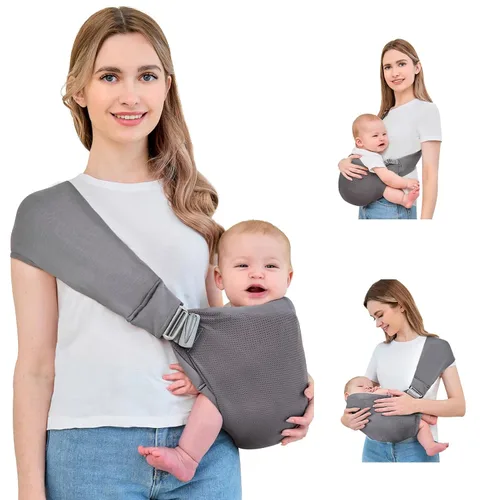 Vista 8 de Portabebés para recién nacidos a niños pequeños, portabebés de malla, ligero y transpirable, portabebés de verano, portabebés, talla única (negro)