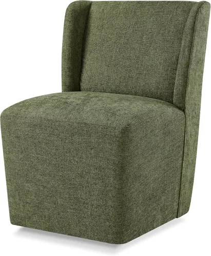 Vista 13 de KISLOT Juego de 1 sillas de comedor tapizadas con ruedas, color beige