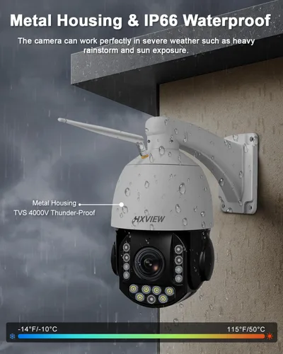 Vista 7 de Cámara de seguridad PTZ 4K para exteriores con zoom óptico de 30X, visión nocturna de 1000 pies, cámara IP inalámbrica RTSP WiFi de 8MP 360°