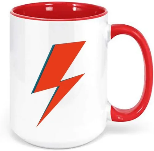 Vista 3 de David Bowie Lightening Bolt/Taza de café punk rock de los 90/diseño sublimado/Ziggy Stardust Cup (NEGRO)